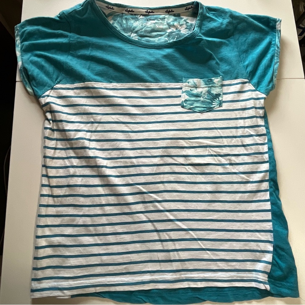 Australian L’Alpina Teal and White Floral top.  Vintage.